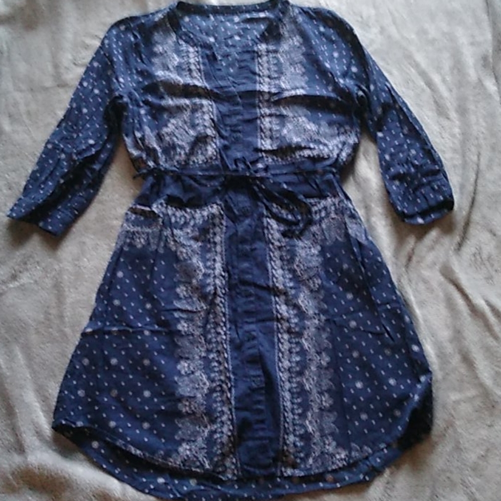 Blue boho shirt dress